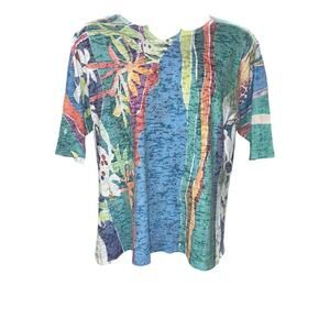 Blue 84 Burch Artist Print Watercolor Tee Art To Wear T-Shirt SZ XXL